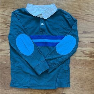 Hanna Andersson Kids Long Sleeve Polo Shirt - Blue, Green and White